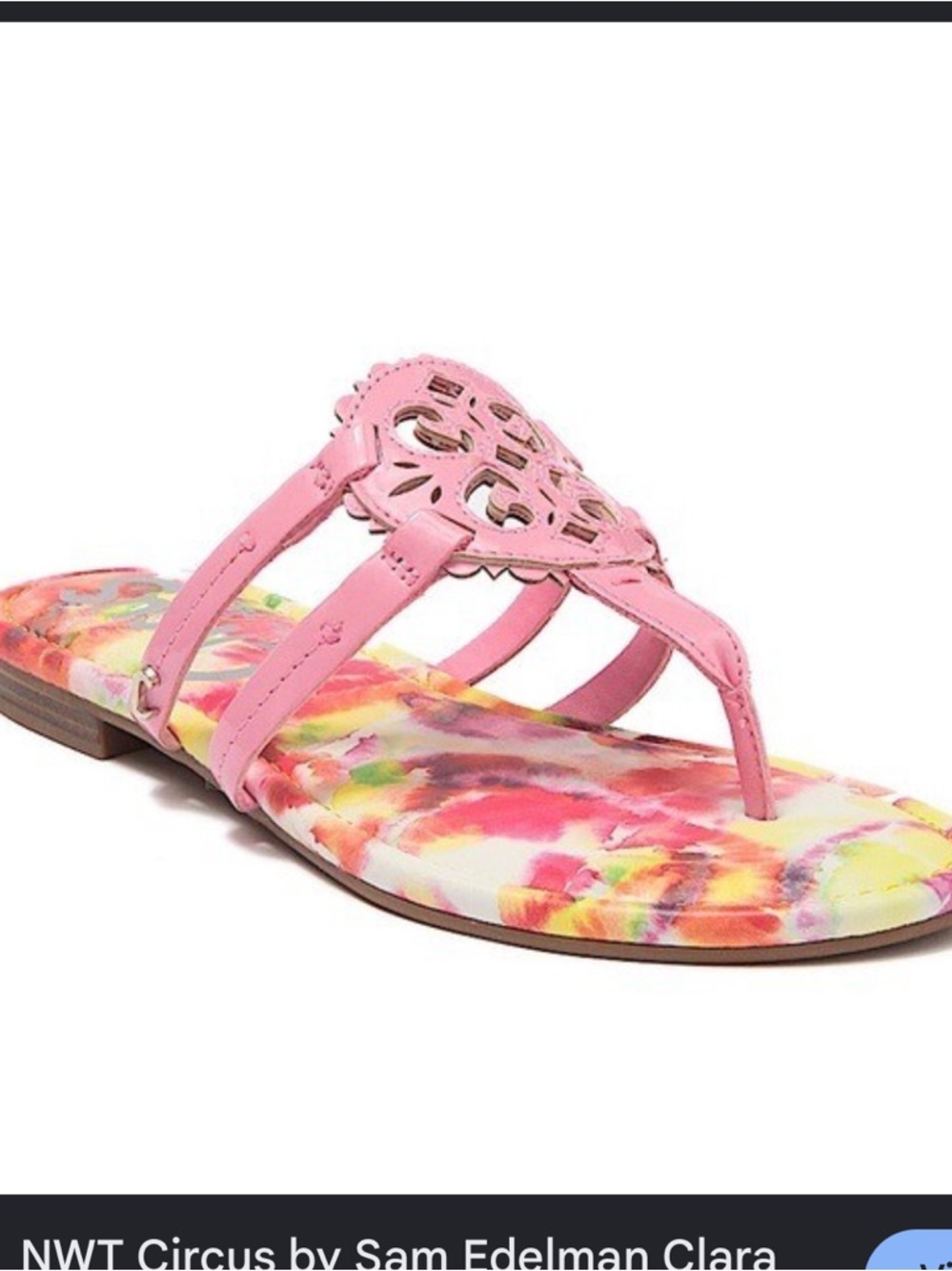 Circus Sam Edelman Clara Patent Cutout Logo Sandals Pink Tie Dye Flip Flop